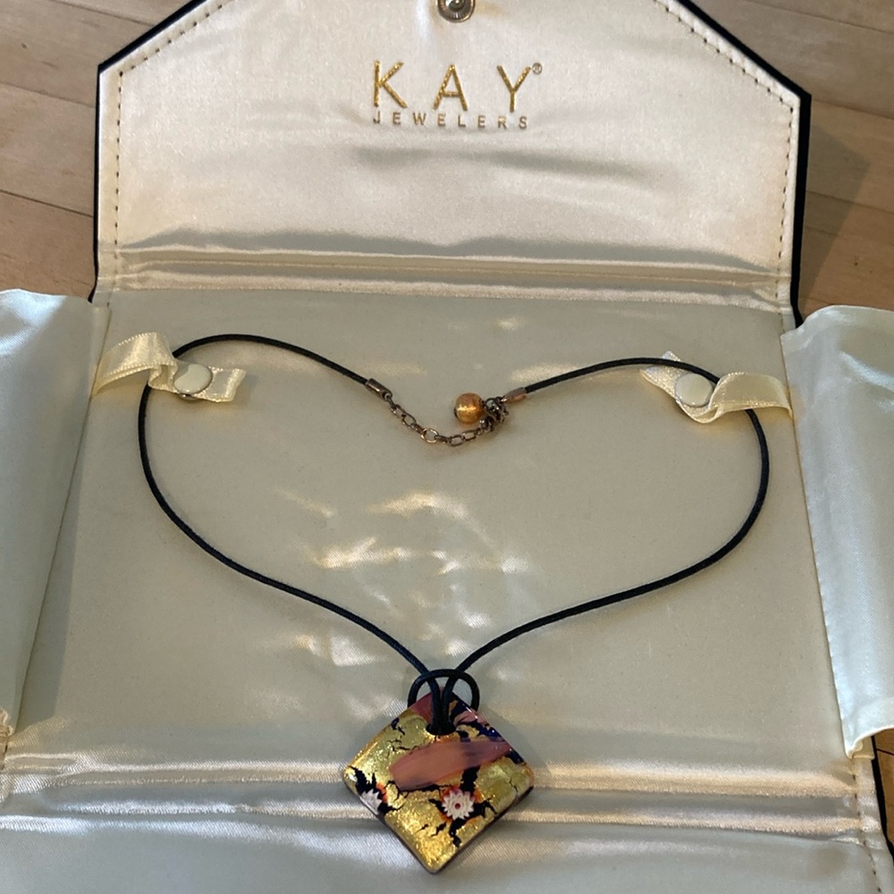 Glass and enamel necklace